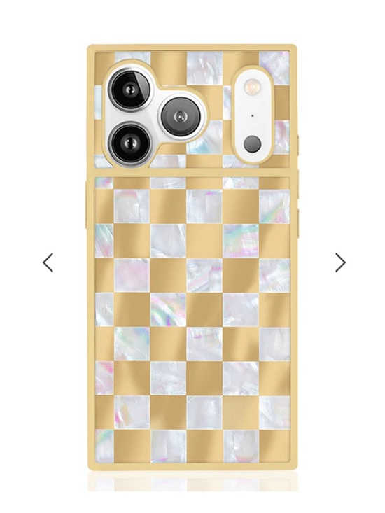 Flaunt Other - FLAUNT iPhone 17 Case Iridescent Checkerboard Phone Case - Gold & Pearl